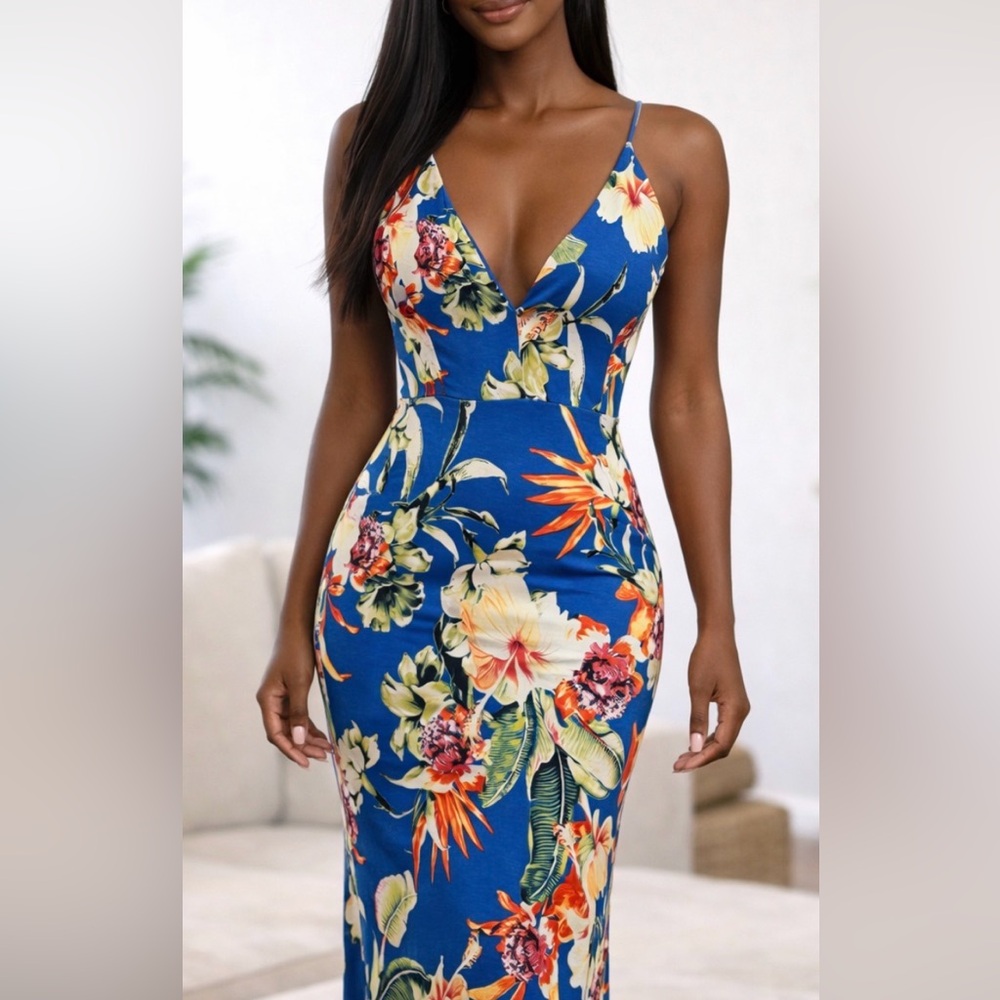 Fashion Nova Vibrant Floral Maxi Dress